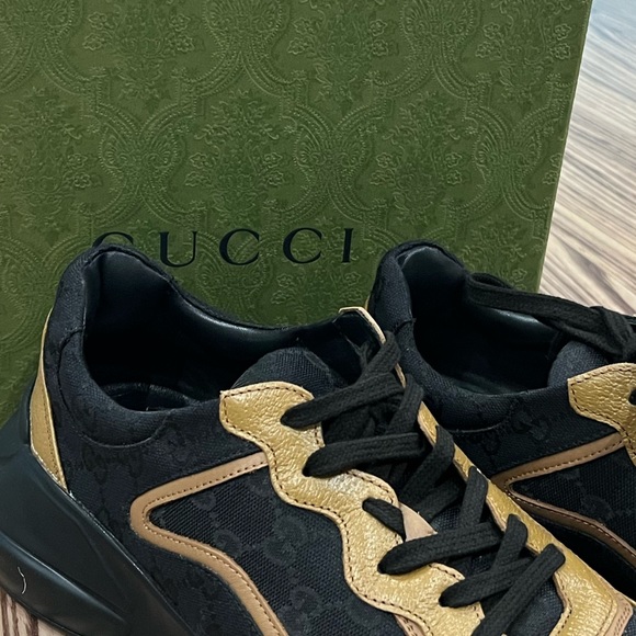Gucci Men's Brown Rhyton Sneakers Shoes New Authentic with box 9G - 10 US approx - Picture 9 of 10